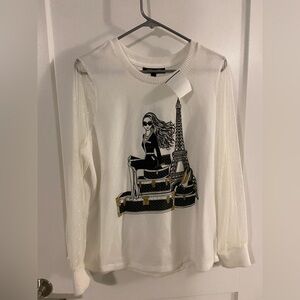 Paris themed blouse NWT XL